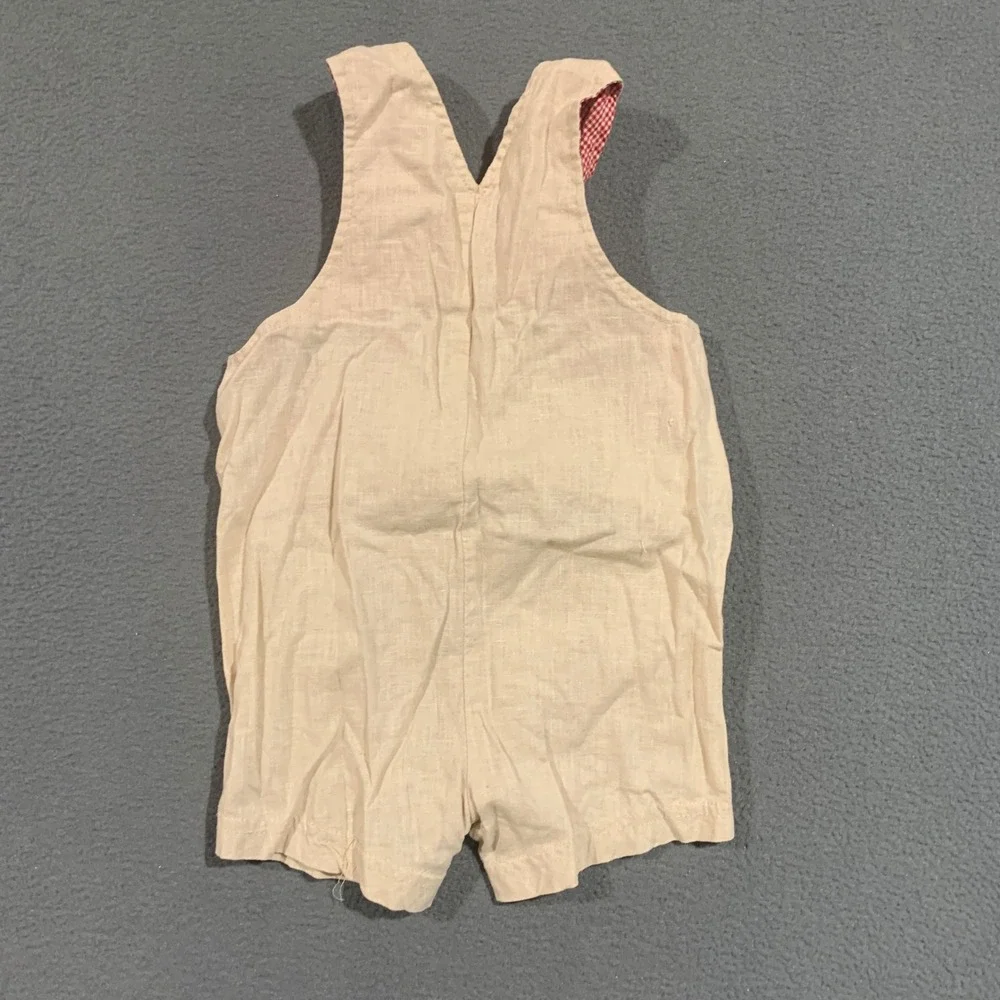 Best Buddies Baby Boys Linen Cotton Whale Shortall Romper Beige Red 6-9‎ Months
